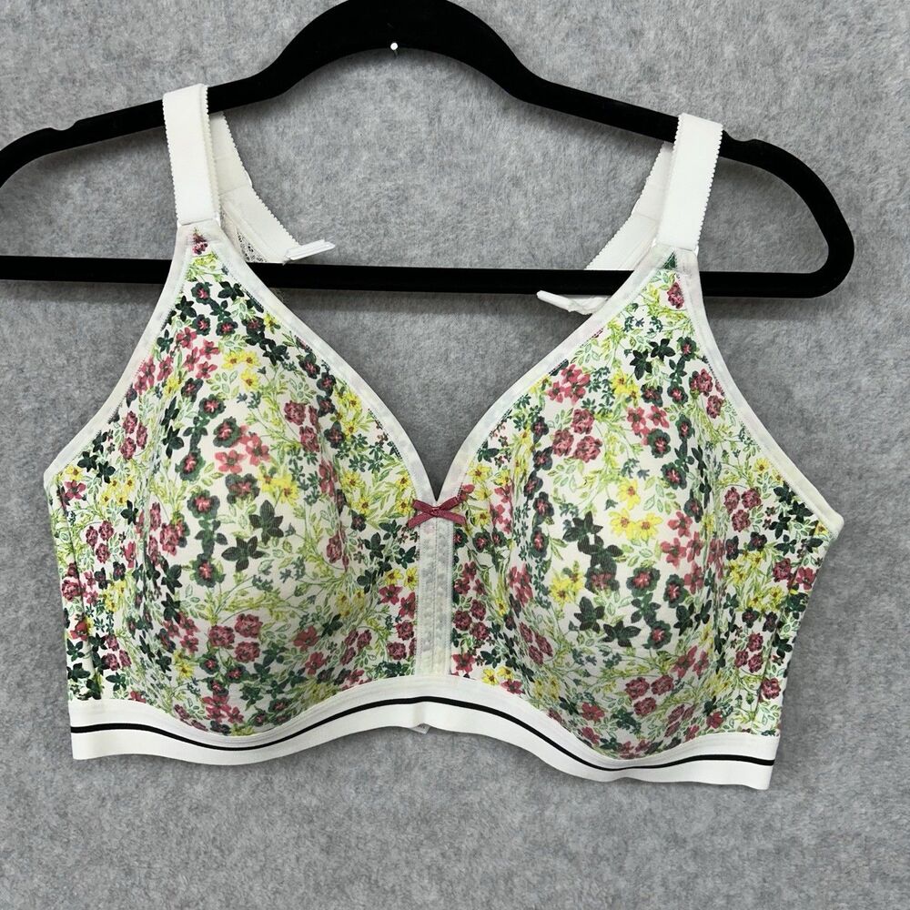 CACIQUE 40DDD Floral Molded Lighty Lined Polyester blend Wire Free Bra #4219